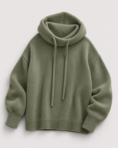 Cozy funnel-neck sweater detail