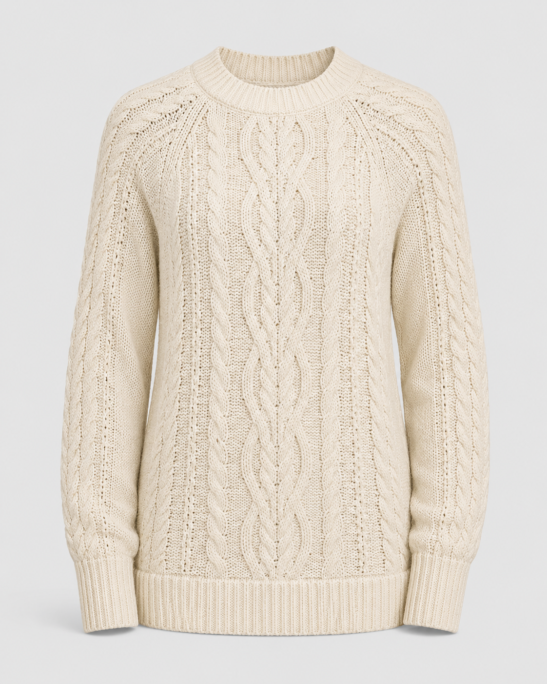 Classic cable-knit sweater front