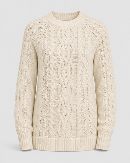 Classic cable-knit sweater front