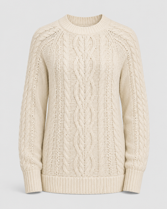 Classic cable-knit sweater front