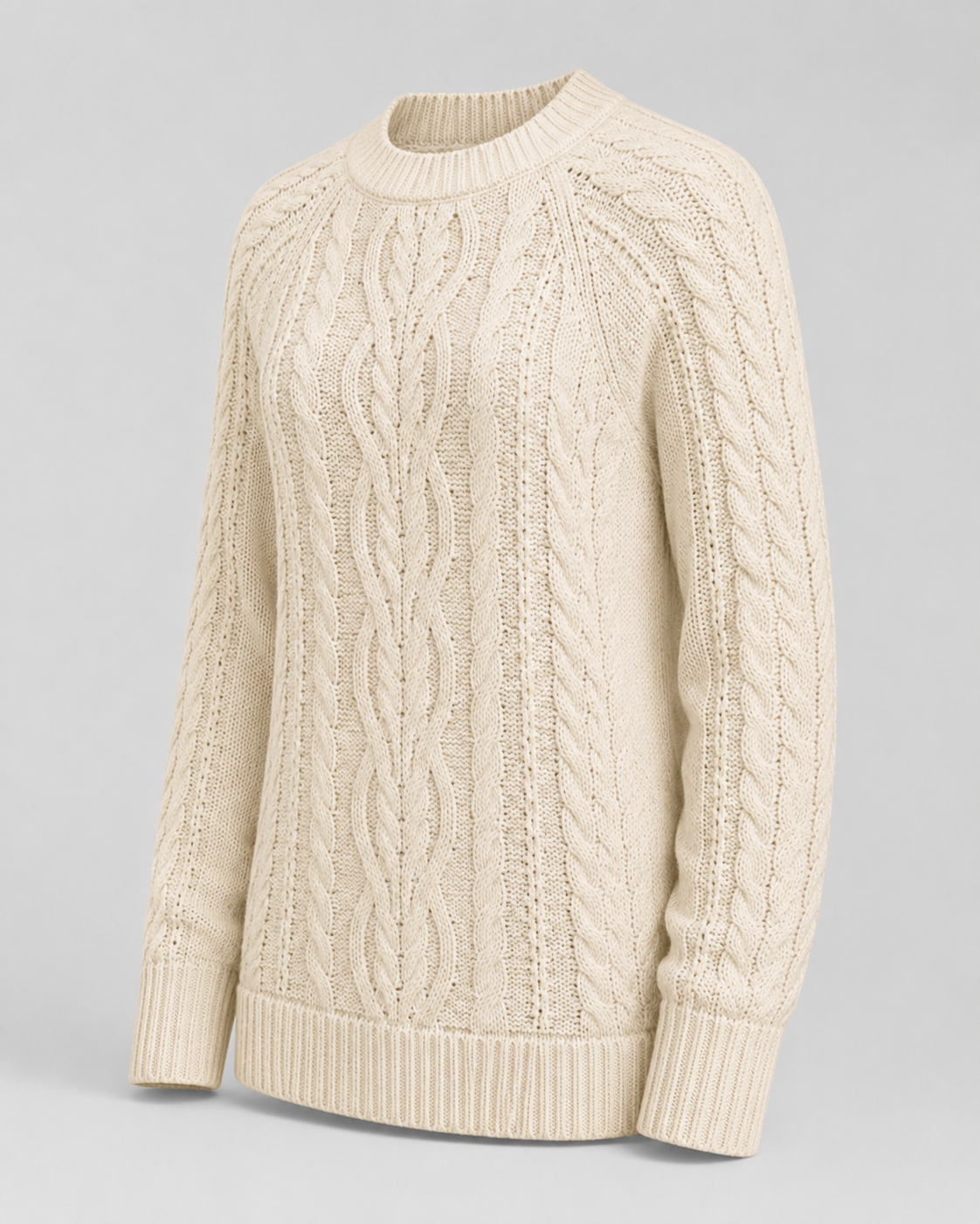 Classic cable-knit sweater detail