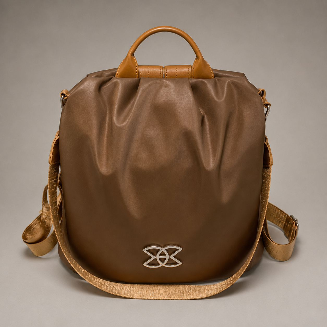 Convertible leather backpack front