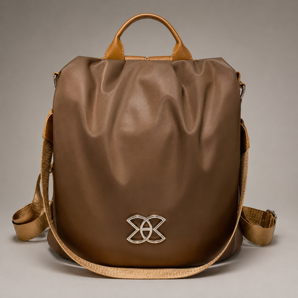 Convertible leather backpack detail