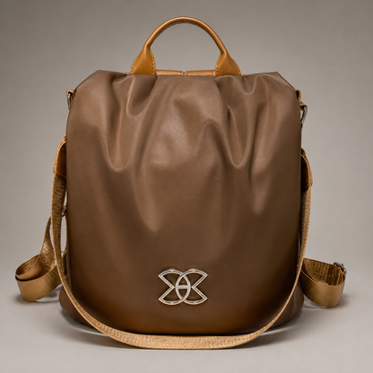 Convertible leather backpack detail