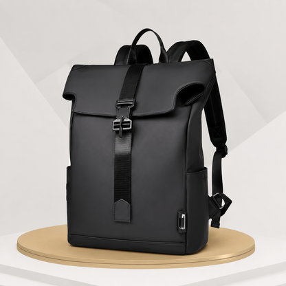 Roll-top urban backpack side