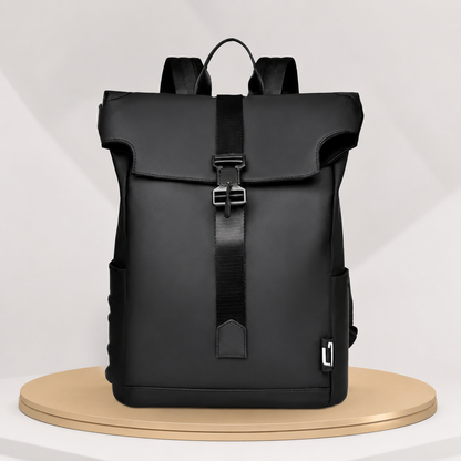 Roll-top urban backpack detail