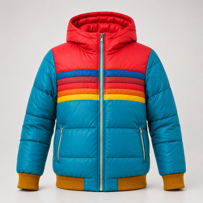 Retro color-block puffer back