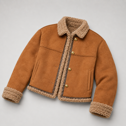 Suede sherpa trucker jacket back