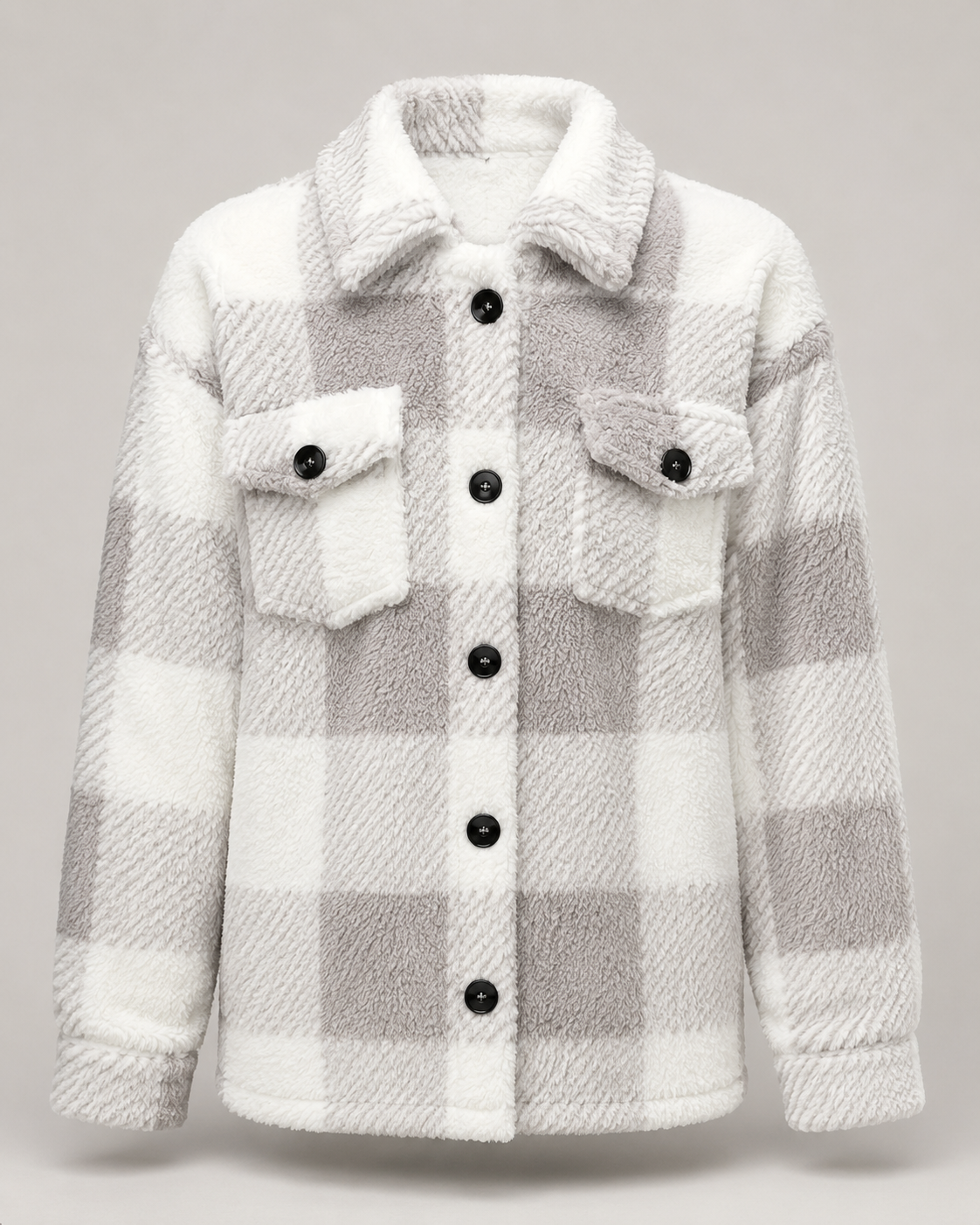 Plaid fleece shacket back