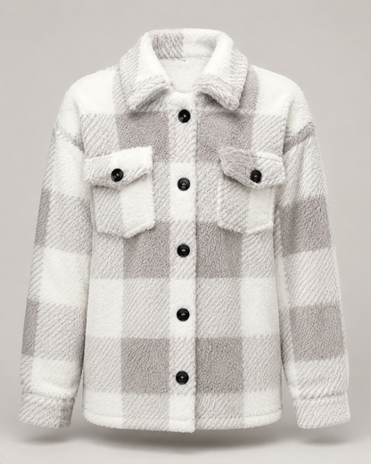 Plaid fleece shacket back
