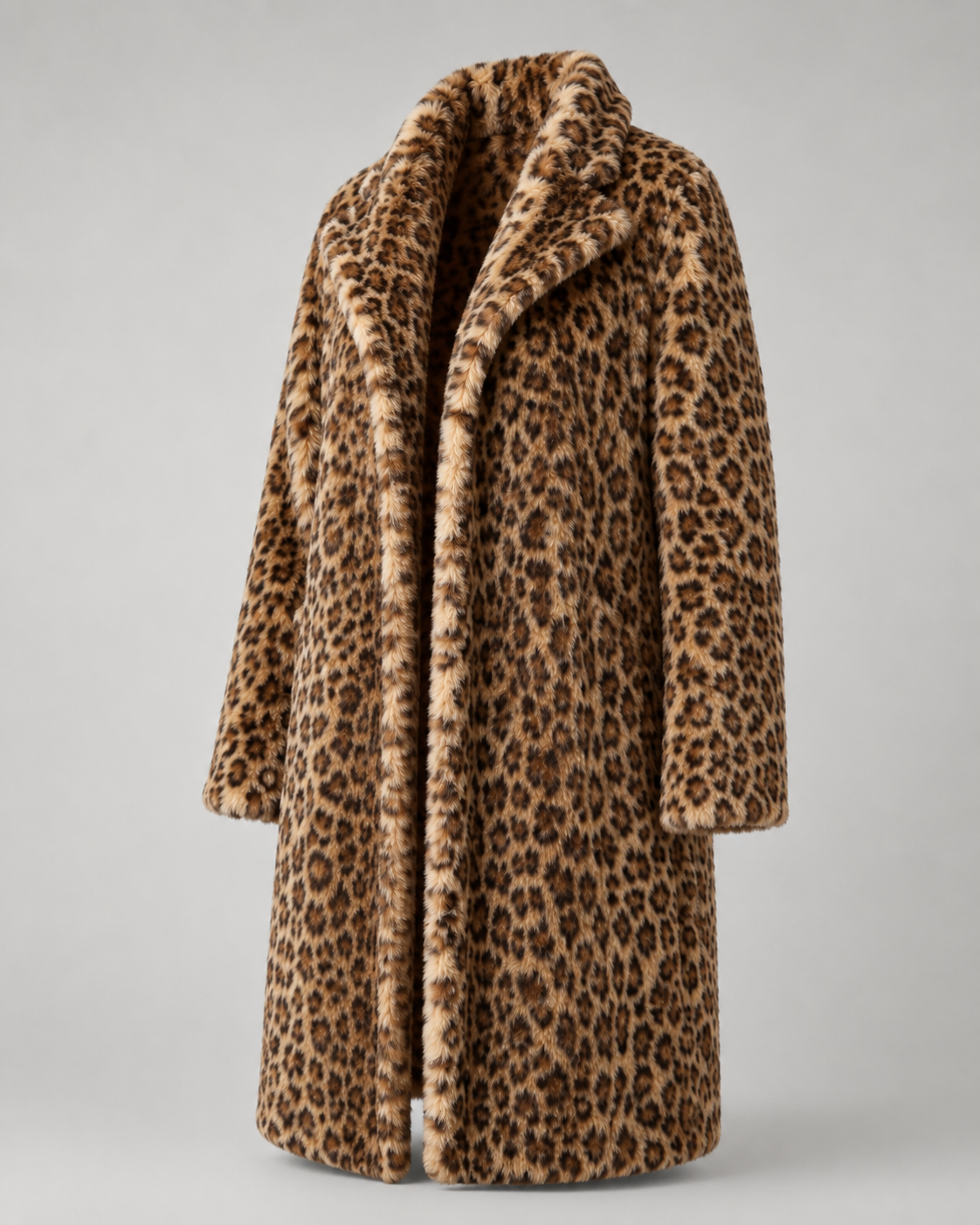 Leopard faux fur coat back