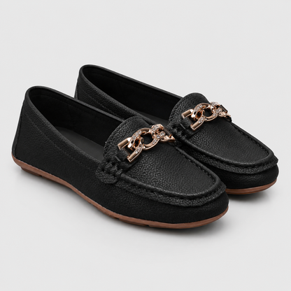 Chain buckle loafers side