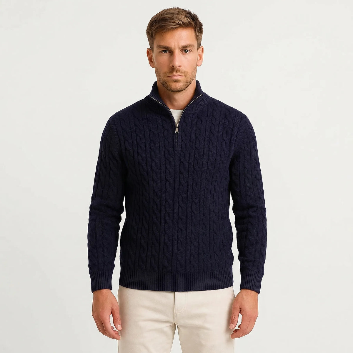 Cable-Knit Quarter-Zip Men's Sweater - Edmond