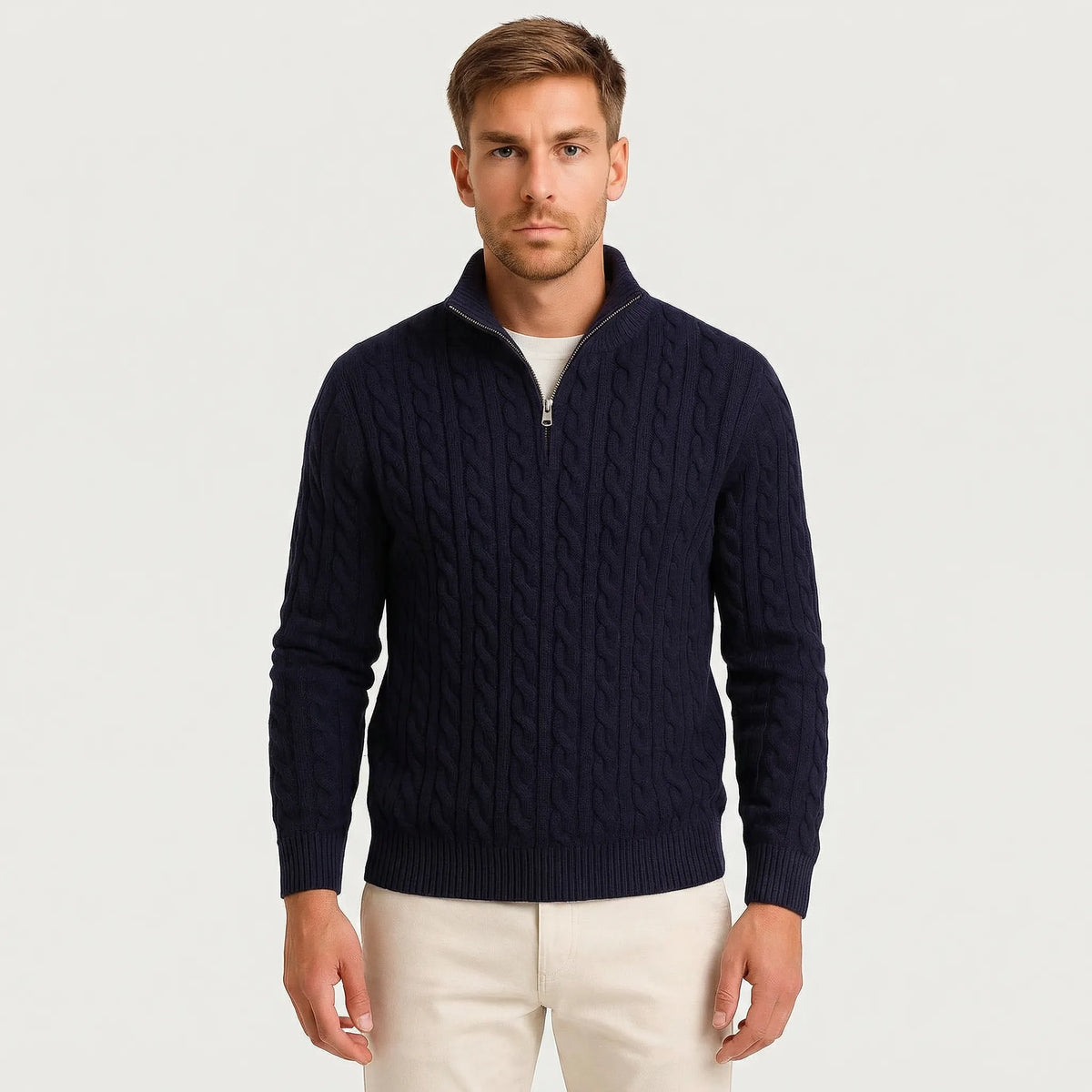 Cable-Knit Quarter-Zip Men's Sweater - Edmond