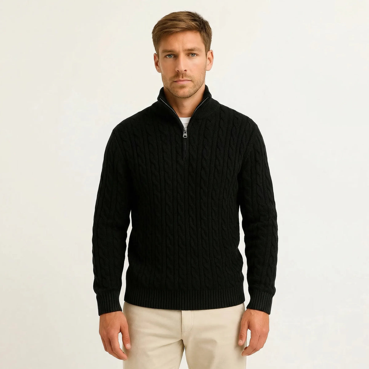 Cable-Knit Quarter-Zip Men's Sweater - Edmond