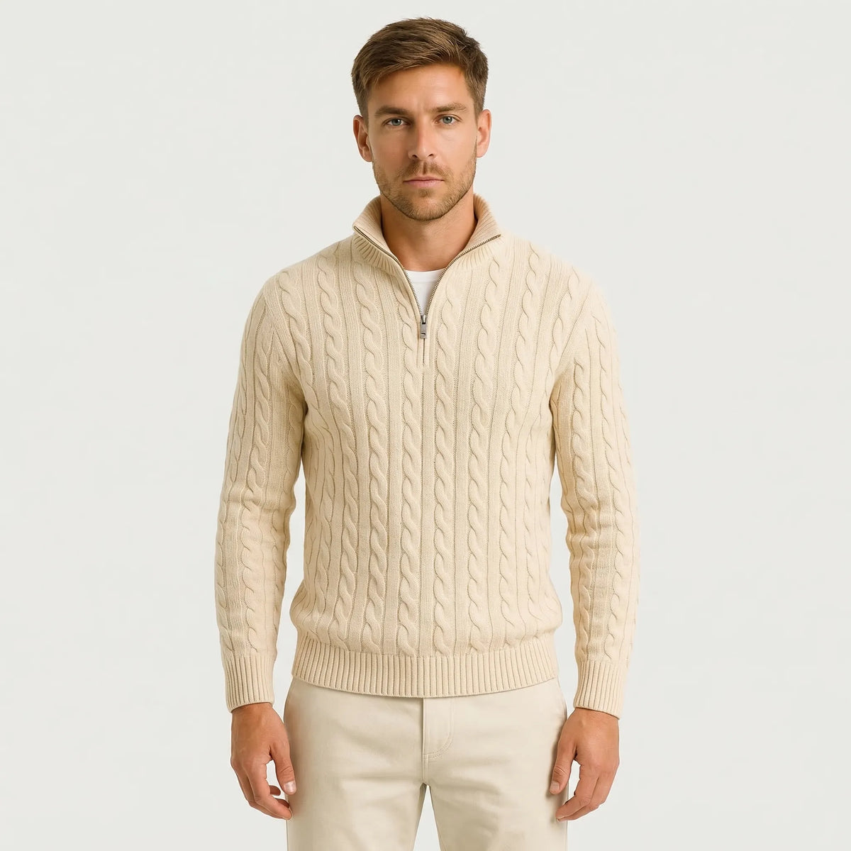 Cable-Knit Quarter-Zip Men's Sweater - Edmond
