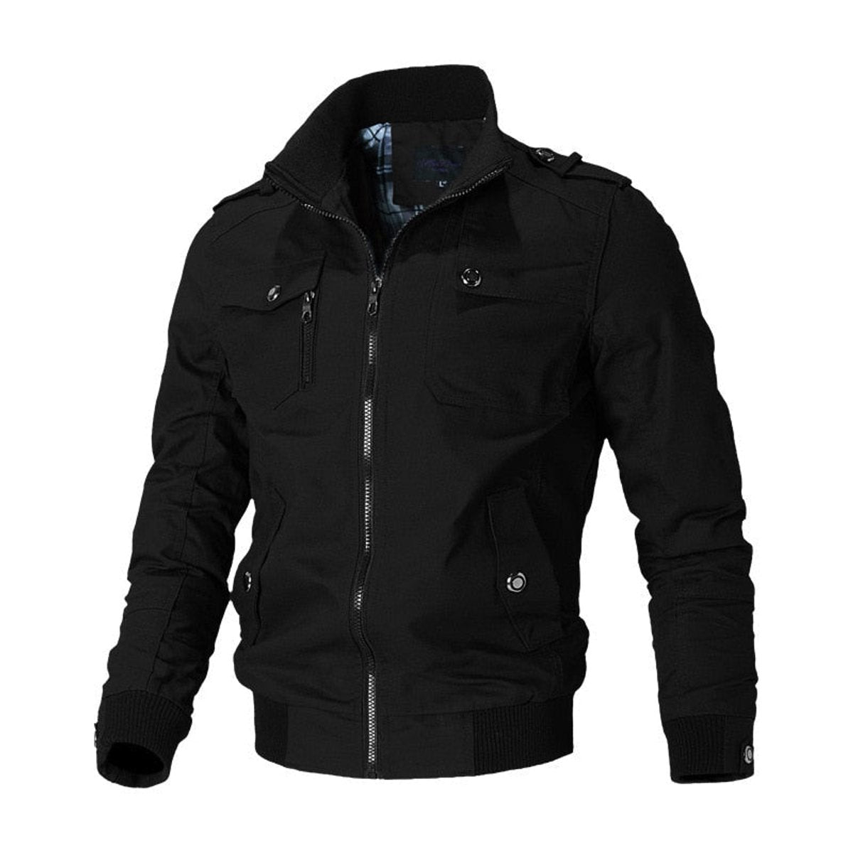 Men's military-inspired multi-pocket bomber jacket view 1