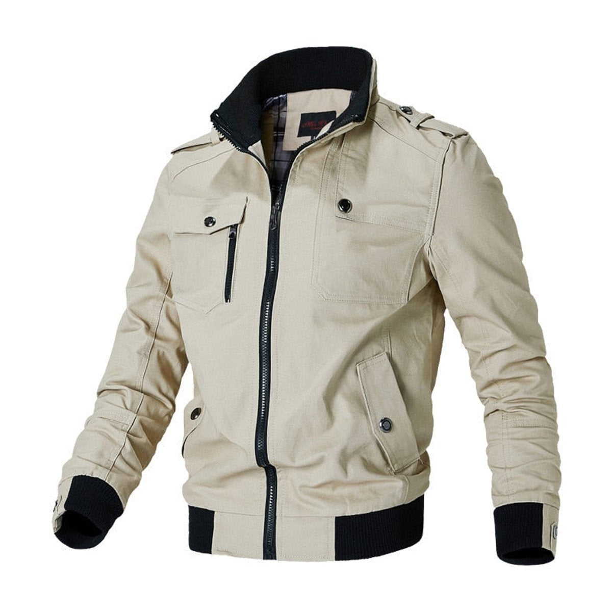 Men's military-inspired multi-pocket bomber jacket view 2