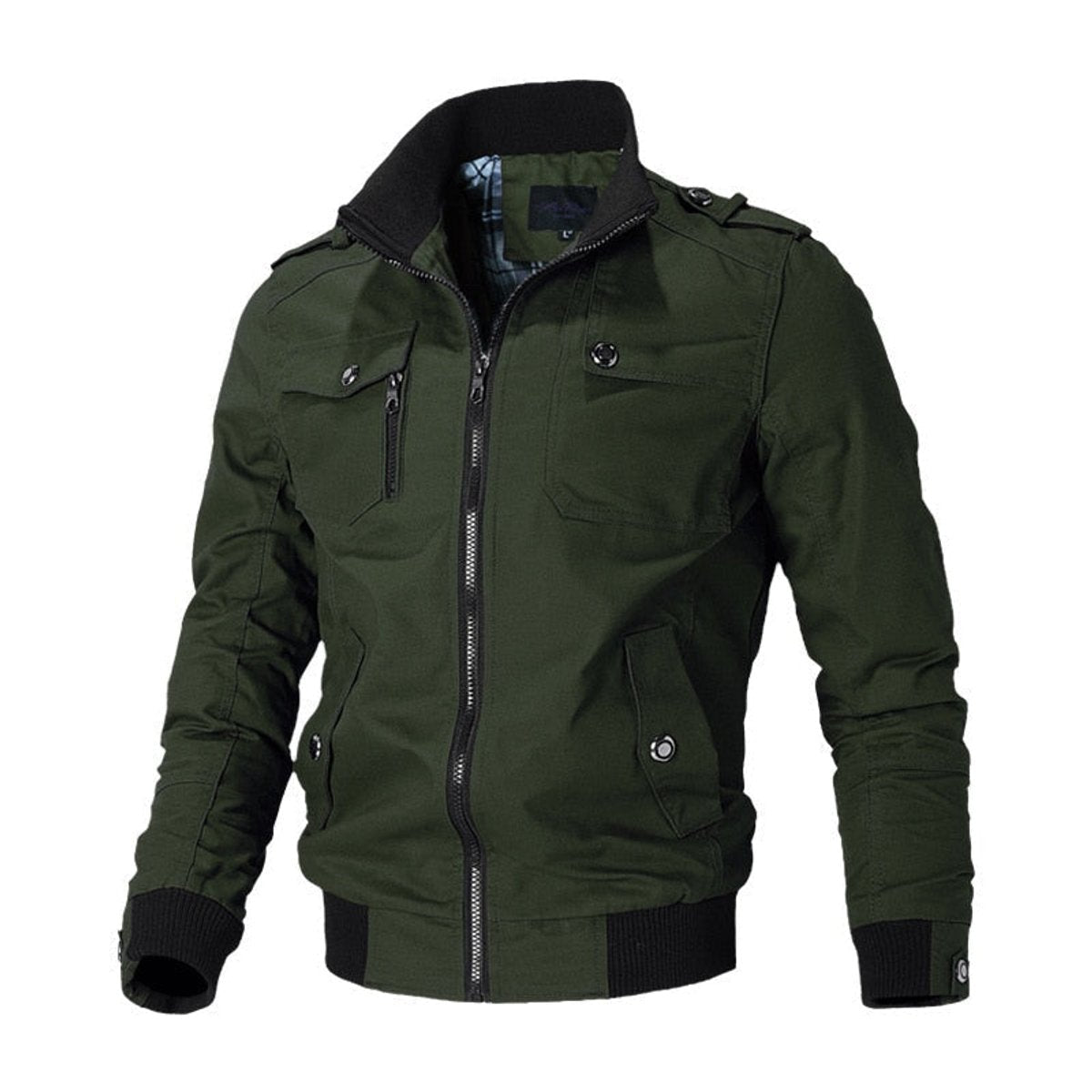 Men's military-inspired multi-pocket bomber jacket view 3