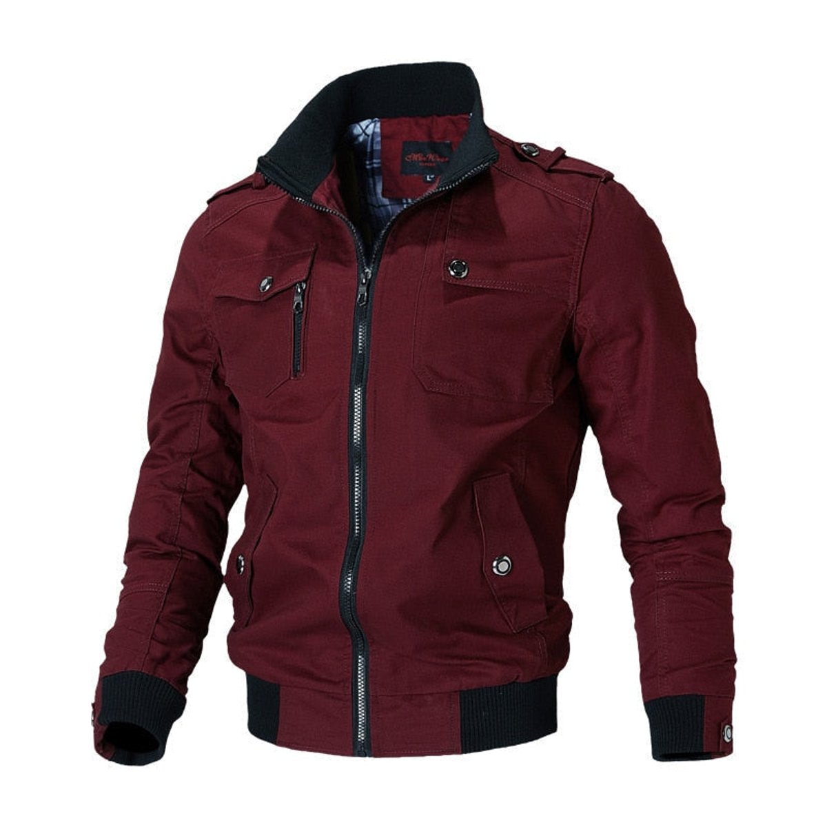 Men's military-inspired multi-pocket bomber jacket view 4