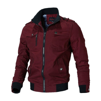 Men's military-inspired multi-pocket bomber jacket view 4