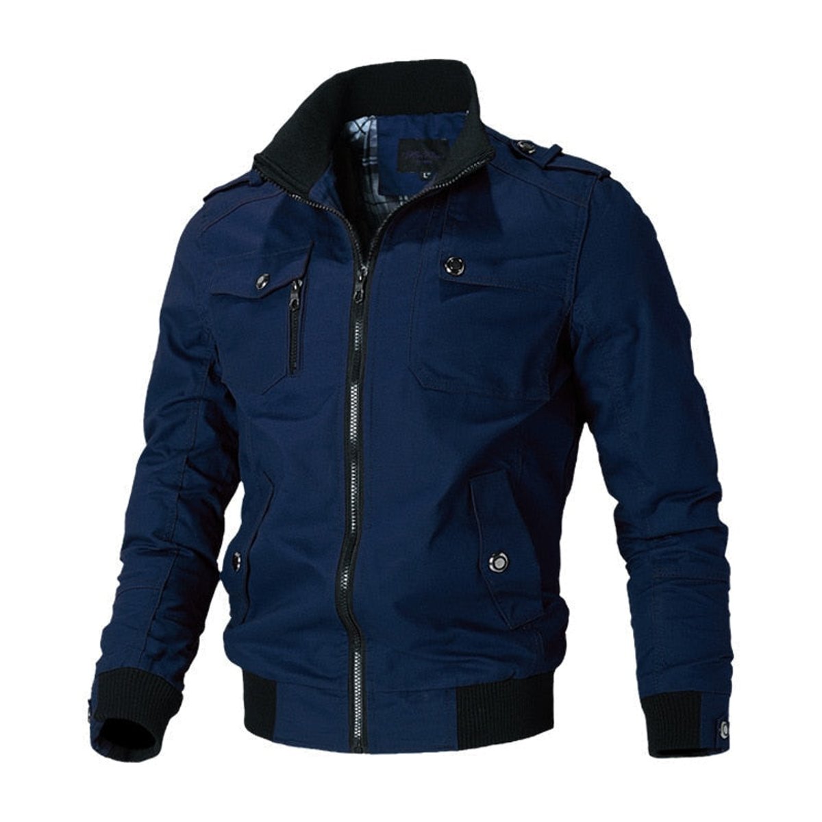 Men's military-inspired multi-pocket bomber jacket view 5